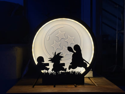 Luminária Caixa de Luz Dragon Ball Z – Krilin, Goku & Mestre Roshi